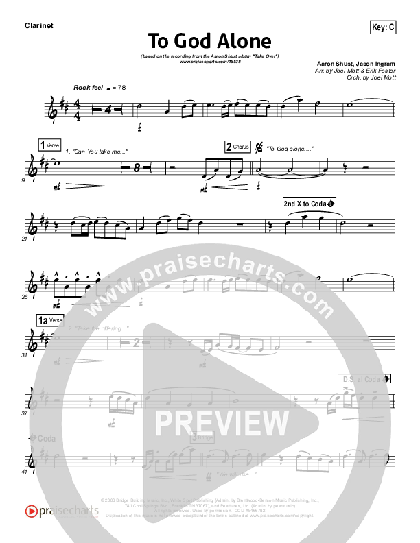 To God Alone Clarinet (Aaron Shust)