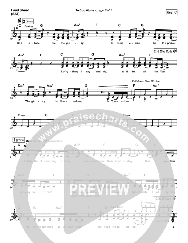 To God Alone Lead Sheet (SAT) (Aaron Shust)
