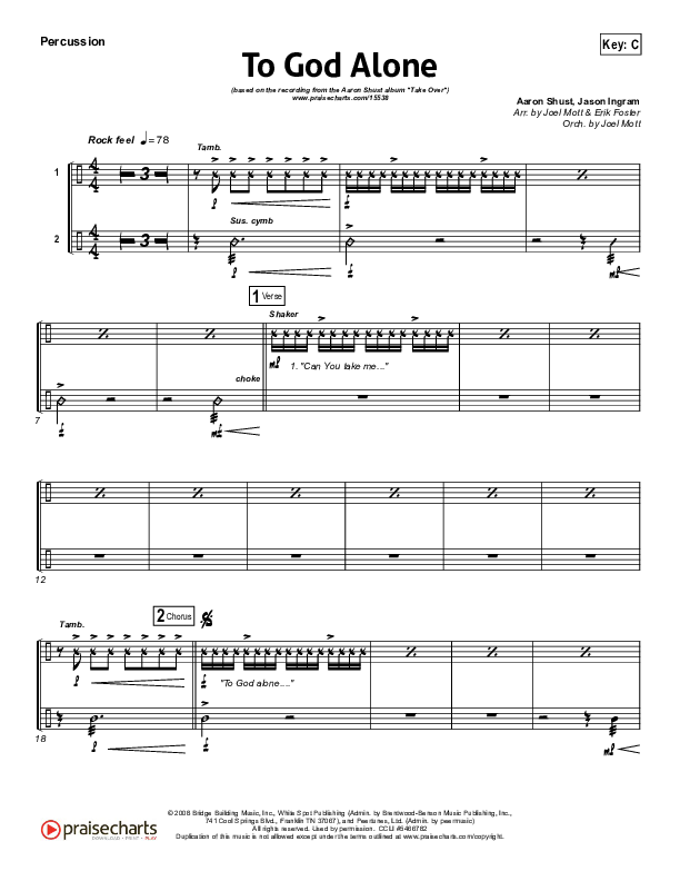 To God Alone Percussion (Aaron Shust)