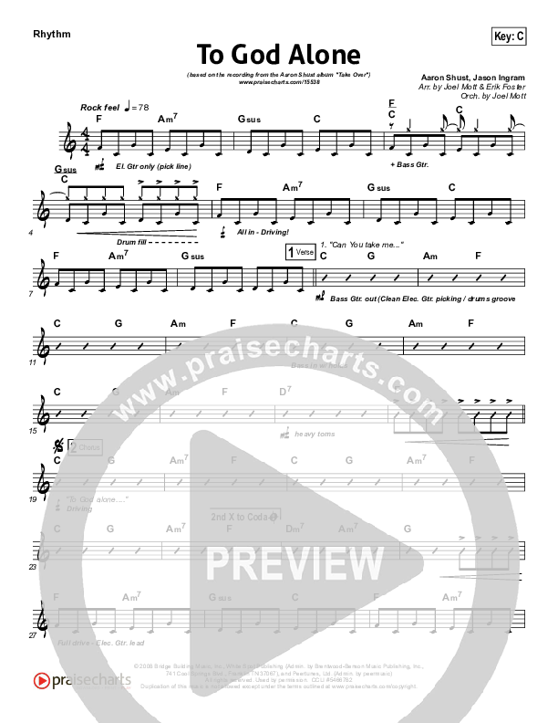 To God Alone Rhythm Chart (Aaron Shust)