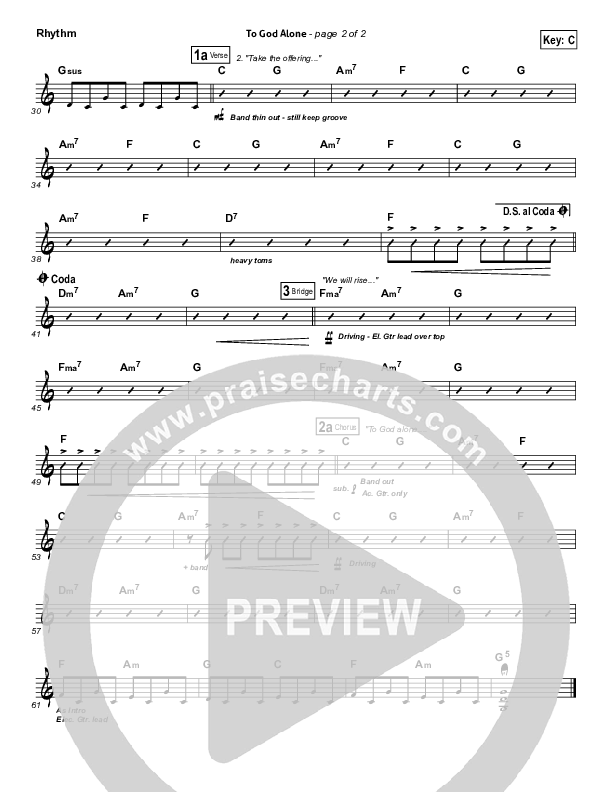 To God Alone Rhythm Chart (Aaron Shust)