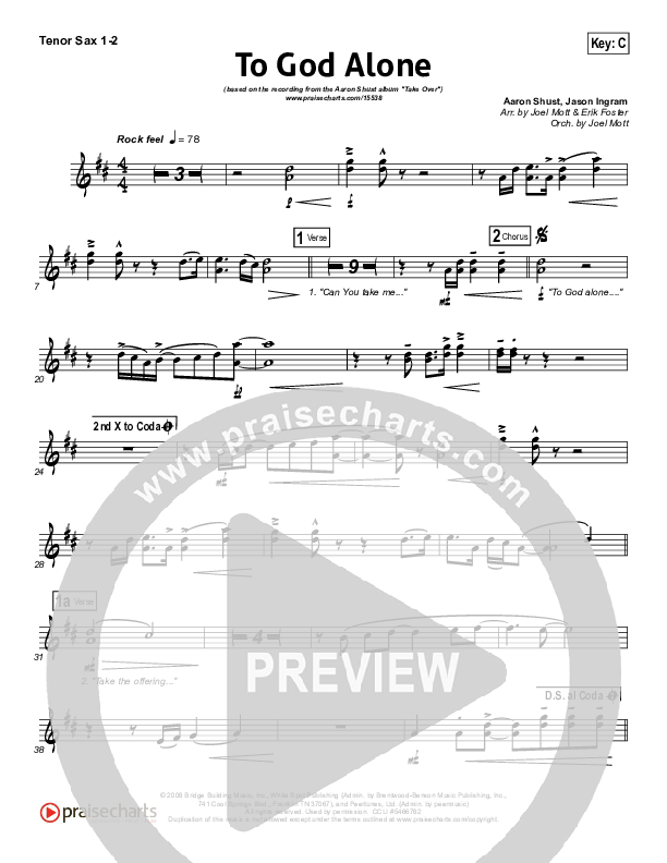 To God Alone Tenor Sax 1/2 (Aaron Shust)