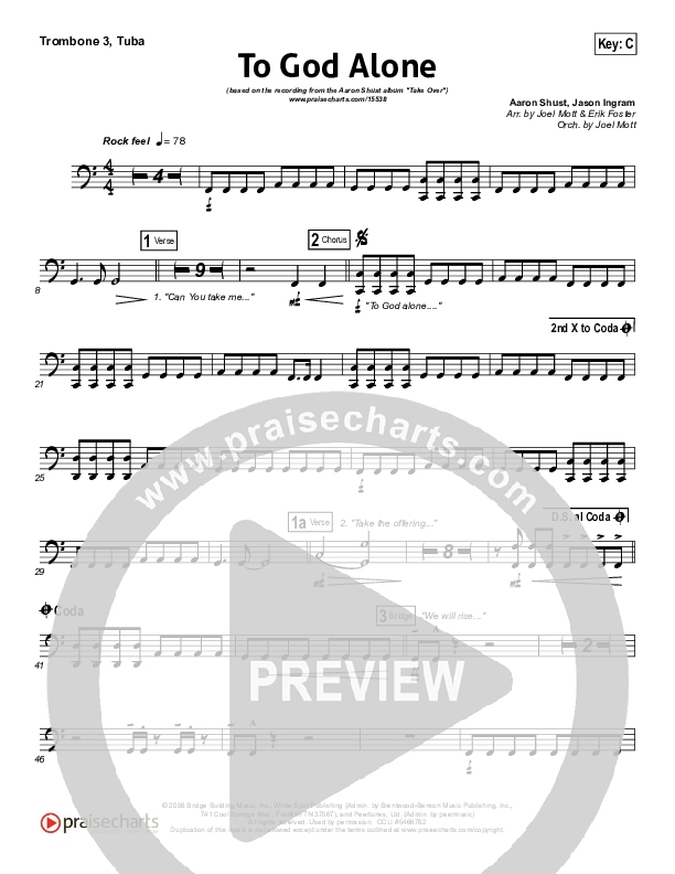 To God Alone Trombone 3/Tuba (Aaron Shust)