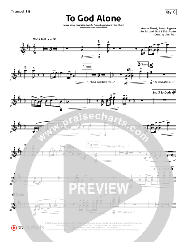 To God Alone Trumpet 1,2 (Aaron Shust)