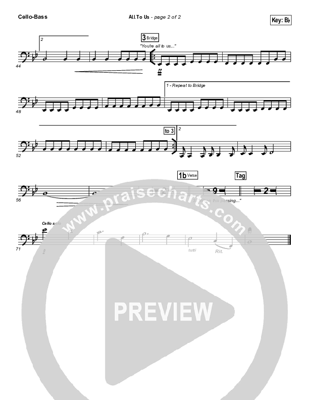 All To Us Cello/Bass (Chris Tomlin)