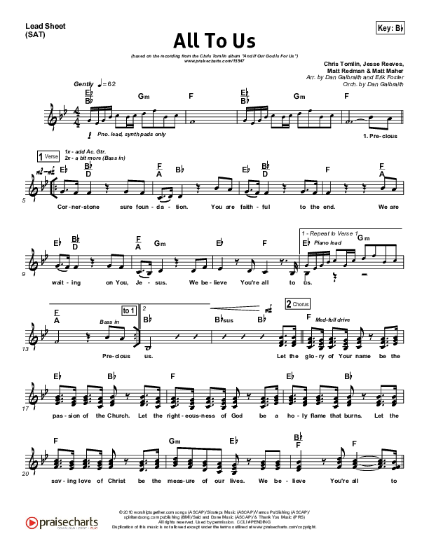 All To Us Lead Sheet (Chris Tomlin)