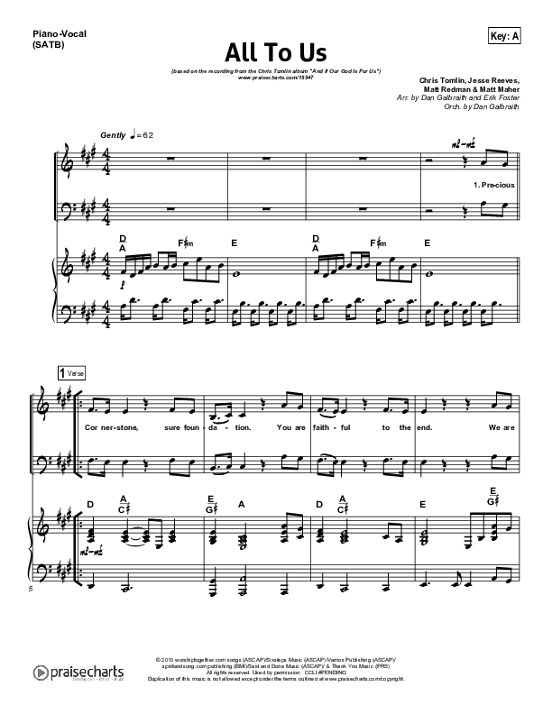 All To Us Piano/Vocal (SATB) (Chris Tomlin)