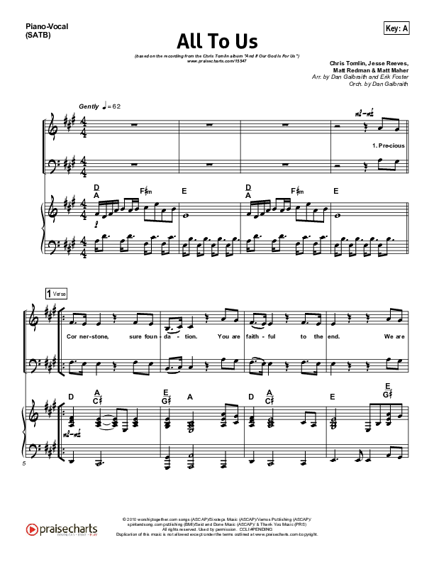 All To Us Sheet Music PDF (Chris Tomlin) - PraiseCharts