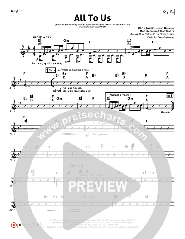 All To Us Rhythm Chart (Chris Tomlin)
