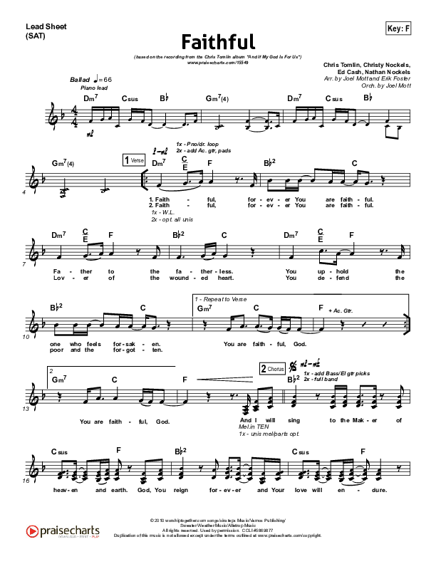 Faithful Lead Sheet (SAT) (Chris Tomlin)