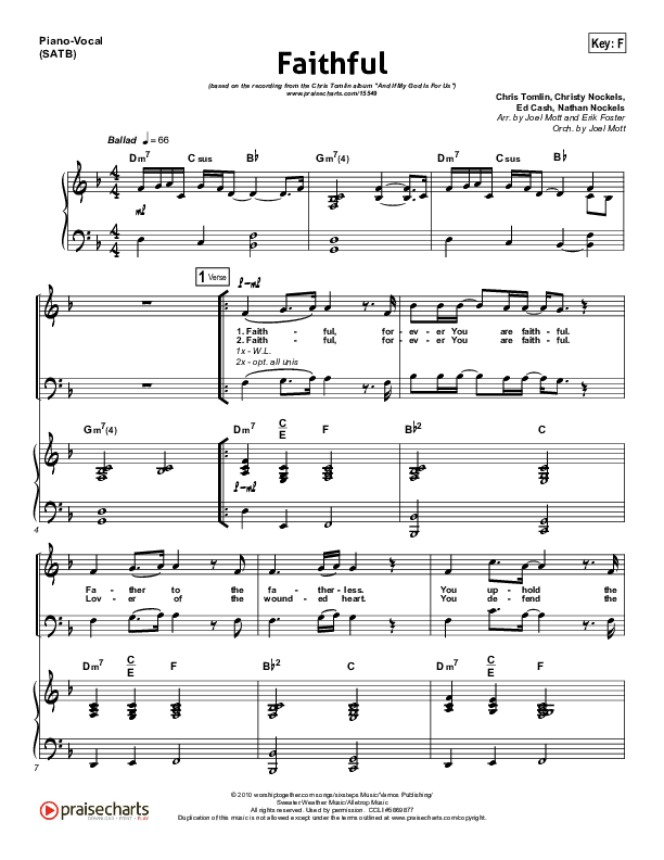 Faithful Piano/Vocal (SATB) (Chris Tomlin)