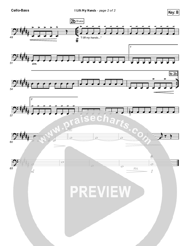 I Lift My Hands Cello/Bass (Chris Tomlin)