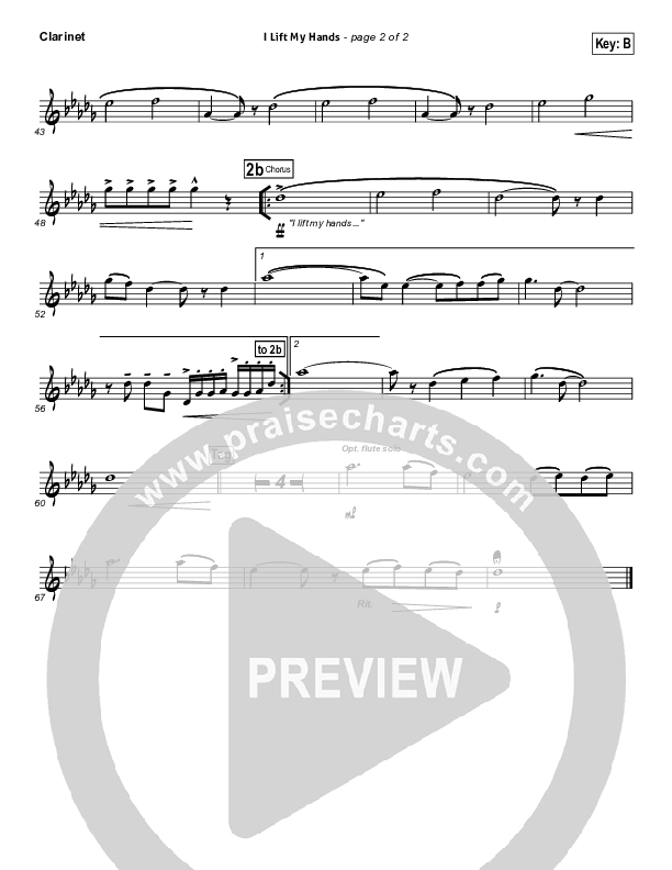 I Lift My Hands Clarinet (Chris Tomlin)