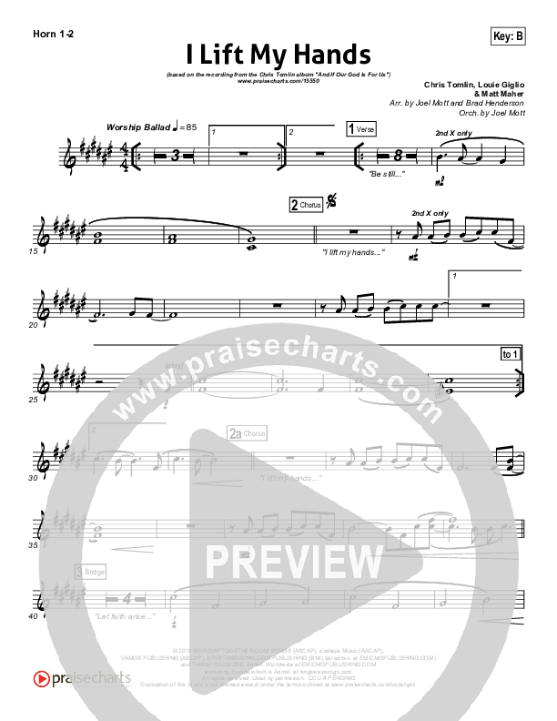 I Lift My Hands French Horn 1/2 (Chris Tomlin)