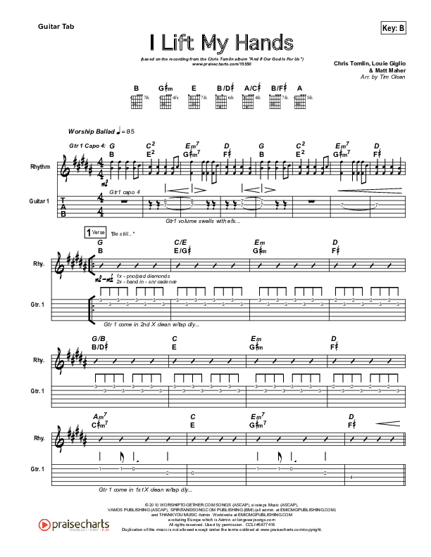 I Lift My Hands Guitar Tab (Chris Tomlin)