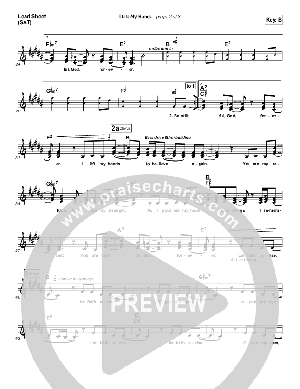 I Lift My Hands Lead Sheet (Chris Tomlin)