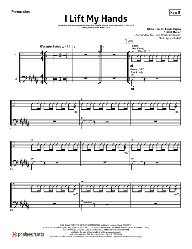 I Lift My Hands Percussion (Chris Tomlin)