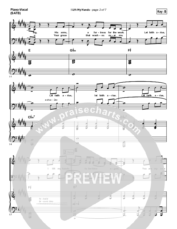 I Lift My Hands Piano/Vocal (Chris Tomlin)