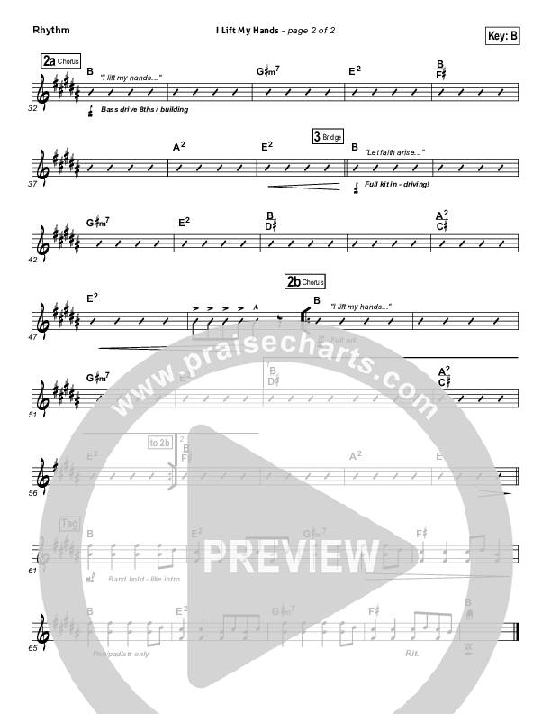 I Lift My Hands Rhythm Chart (Chris Tomlin)