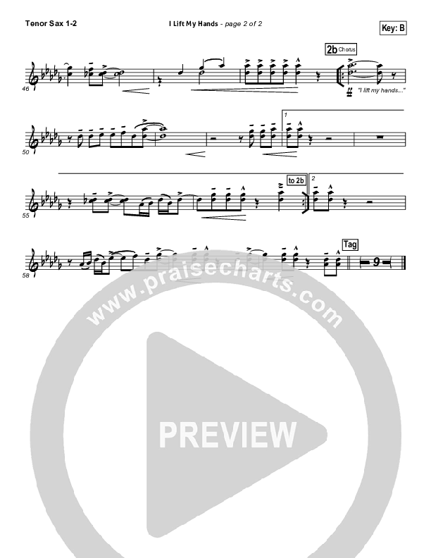 I Lift My Hands Tenor Sax 1/2 (Chris Tomlin)