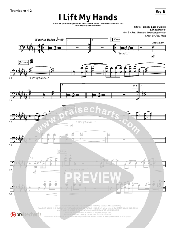 I Lift My Hands Trombone 1/2 (Chris Tomlin)