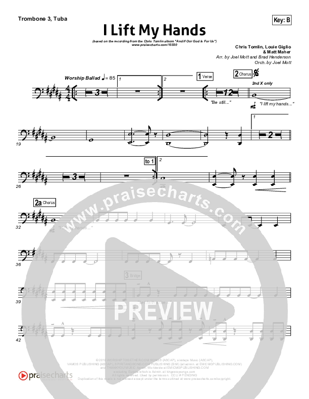 I Lift My Hands Trombone 3/Tuba (Chris Tomlin)