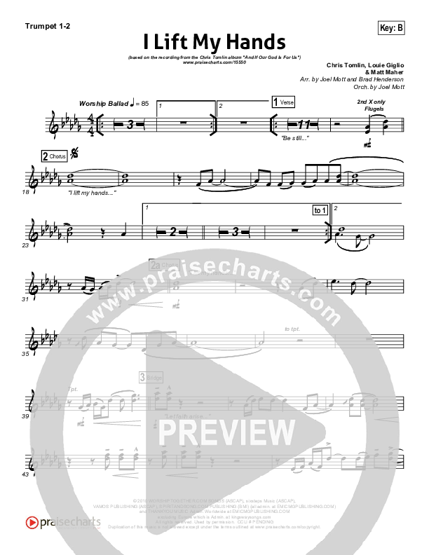 I Lift My Hands Brass Pack (Chris Tomlin)