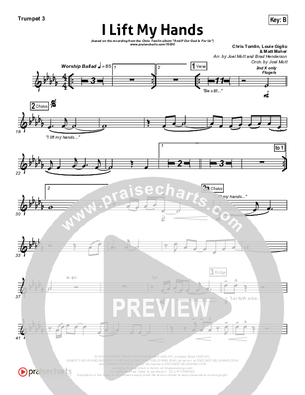 I Lift My Hands Trumpet 3 (Chris Tomlin)