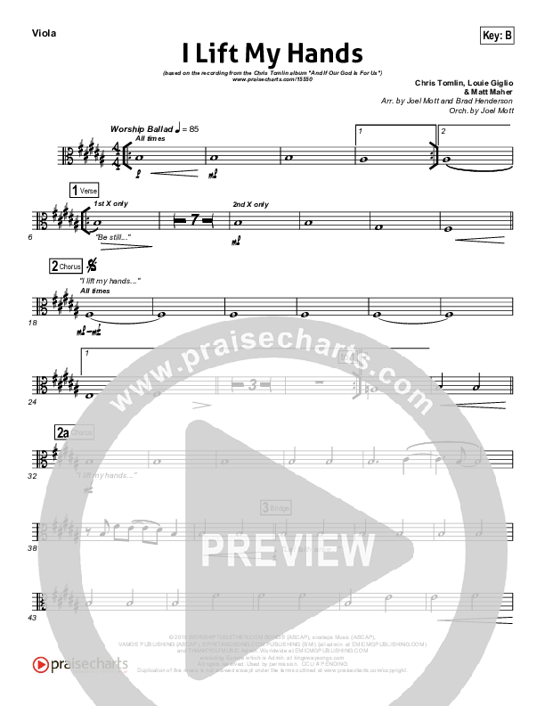 I Lift My Hands Viola (Chris Tomlin)