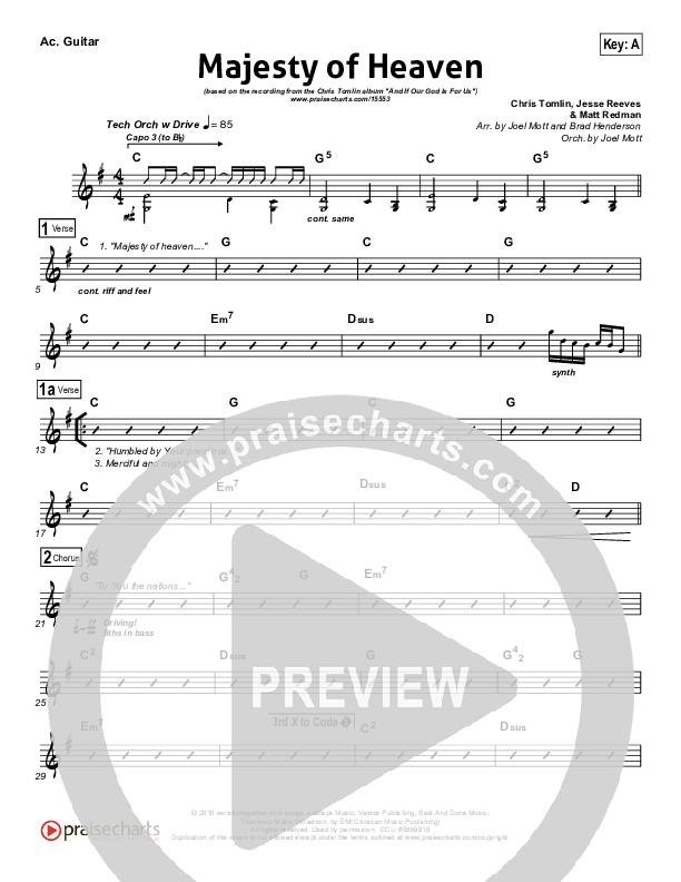 Majesty Of Heaven Rhythm Chart (Chris Tomlin)