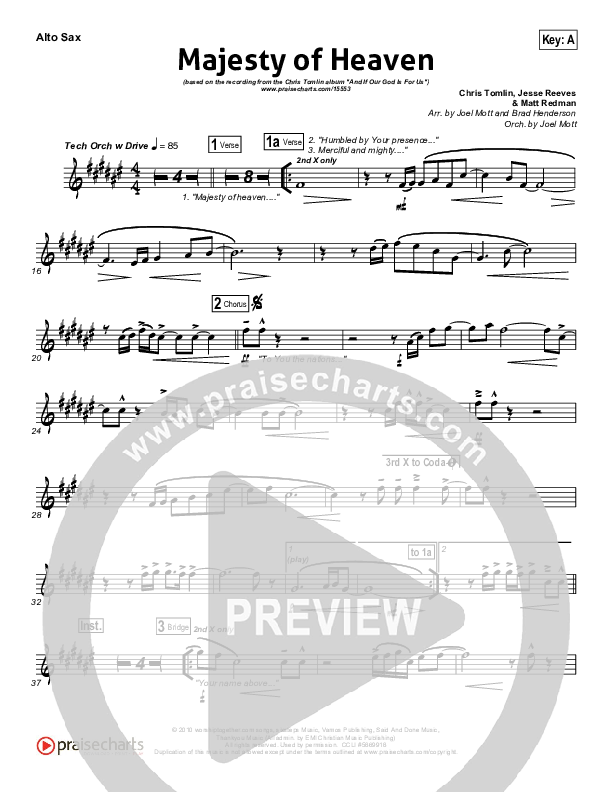 Majesty Of Heaven Alto Sax (Chris Tomlin)