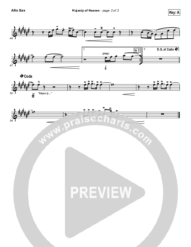Majesty Of Heaven Alto Sax (Chris Tomlin)