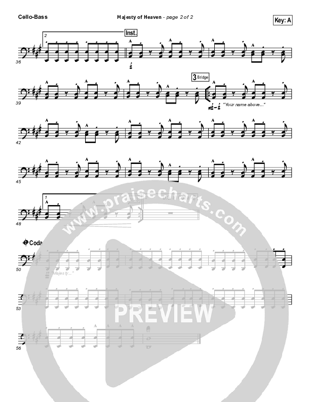 Majesty Of Heaven Cello/Bass (Chris Tomlin)