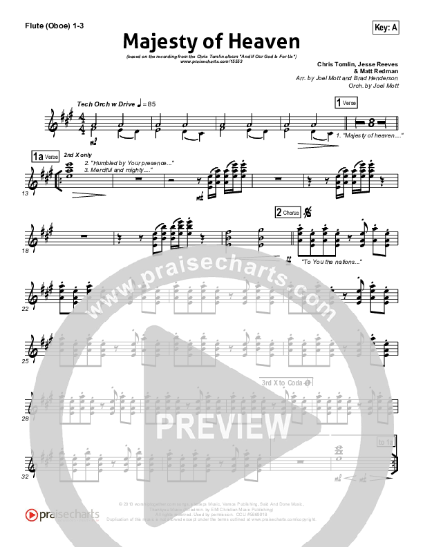 Majesty Of Heaven Flute/Oboe 1/2/3 (Chris Tomlin)