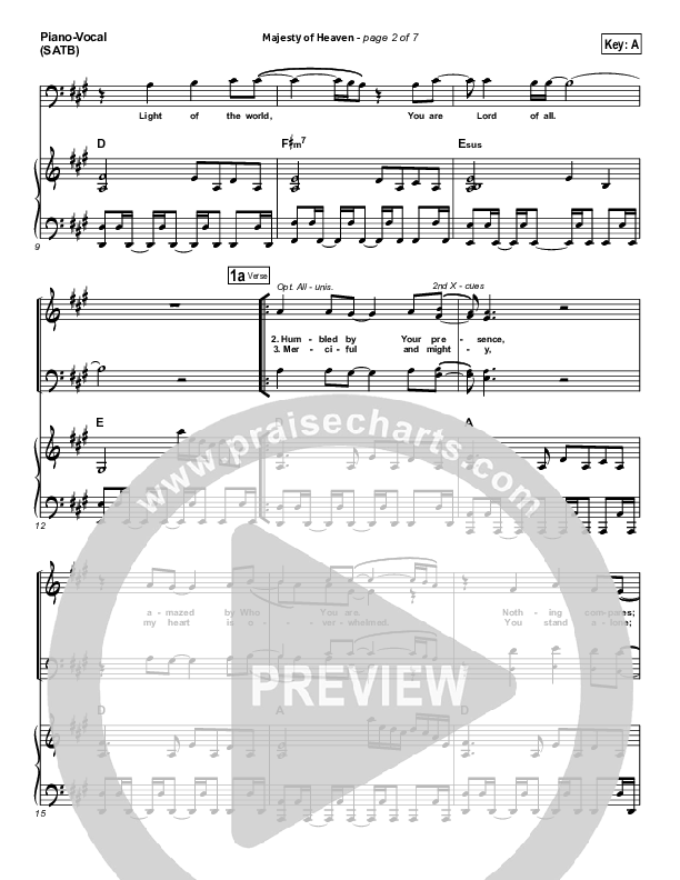 Majesty Of Heaven Piano/Vocal (SATB) (Chris Tomlin)