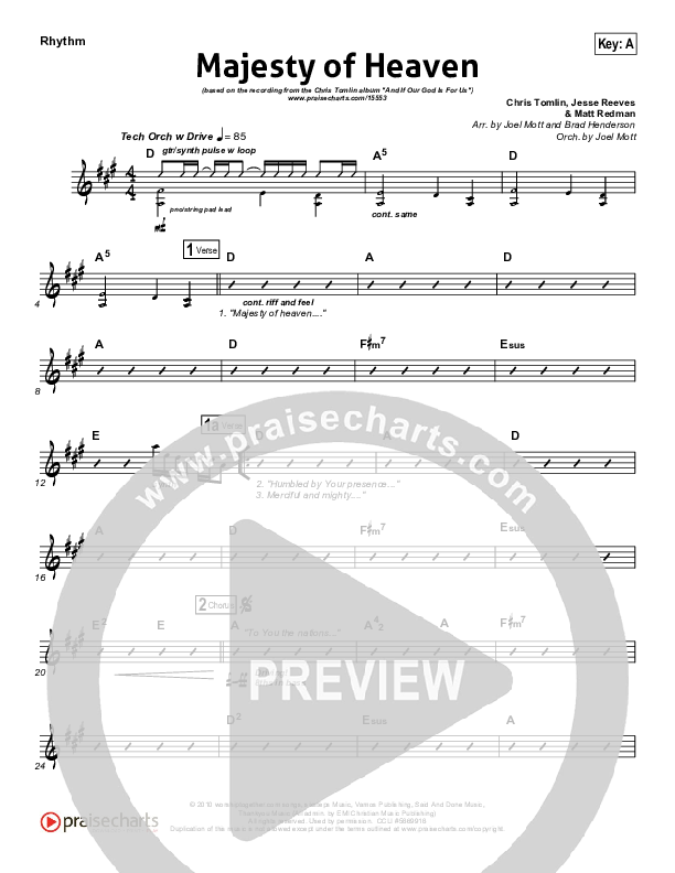 Majesty Of Heaven Rhythm Chart (Chris Tomlin)
