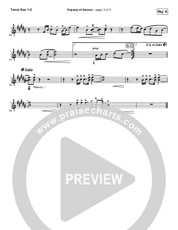 Majesty Of Heaven Tenor Sax 1/2 (Chris Tomlin)