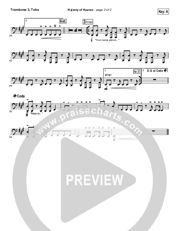 Majesty Of Heaven Trombone 3/Tuba (Chris Tomlin)