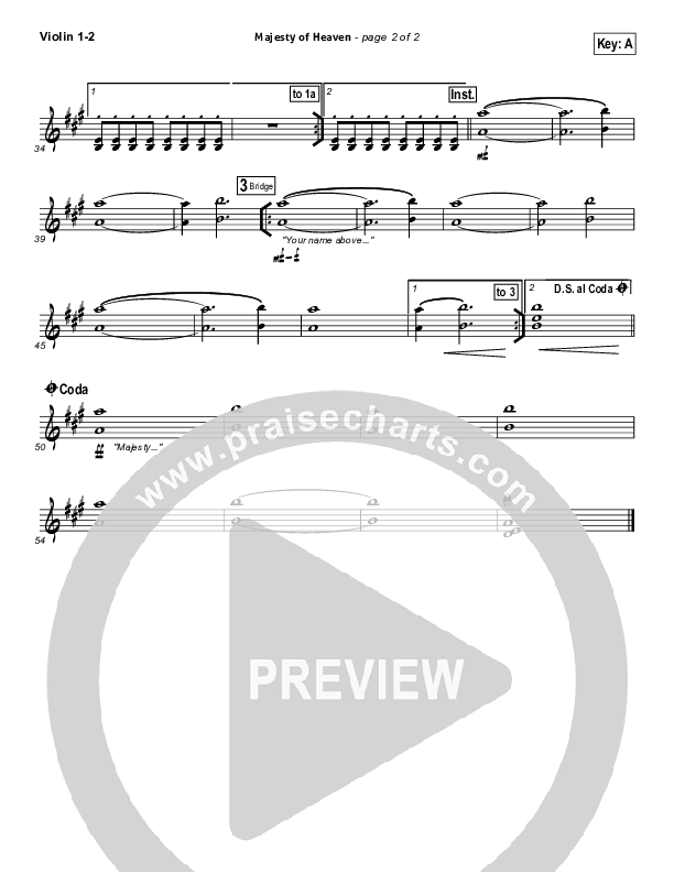 Majesty Of Heaven Violin 1/2 (Chris Tomlin)