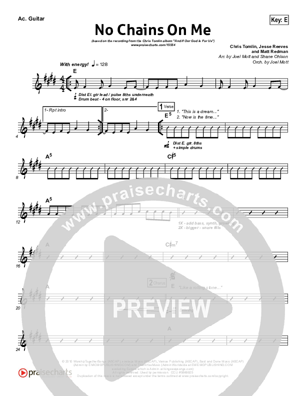 No Chains On Me Rhythm Chart (Chris Tomlin)