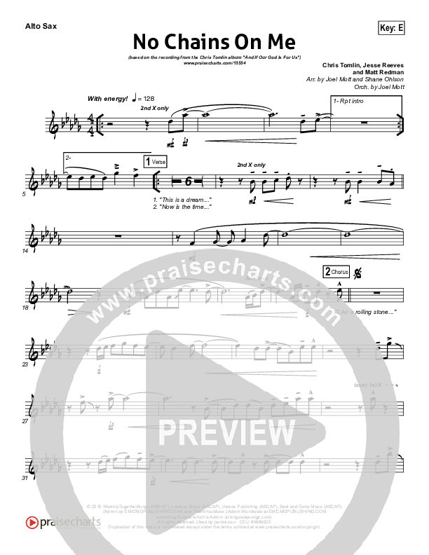 No Chains On Me Alto Sax (Chris Tomlin)