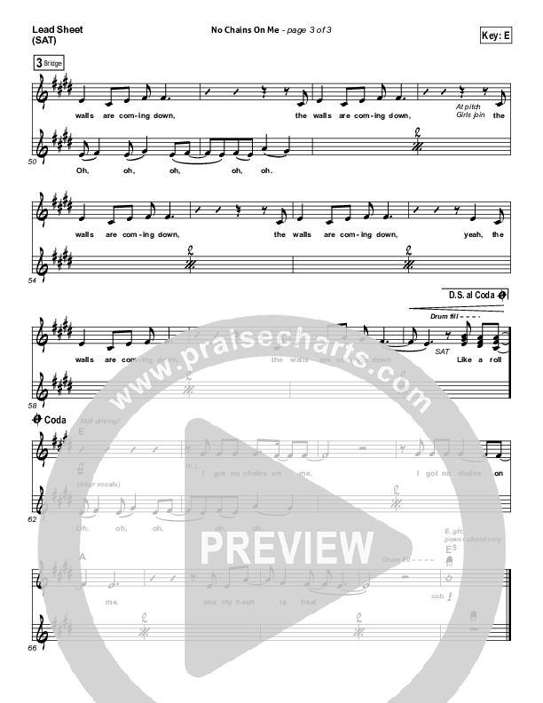No Chains On Me Lead Sheet (SAT) (Chris Tomlin)