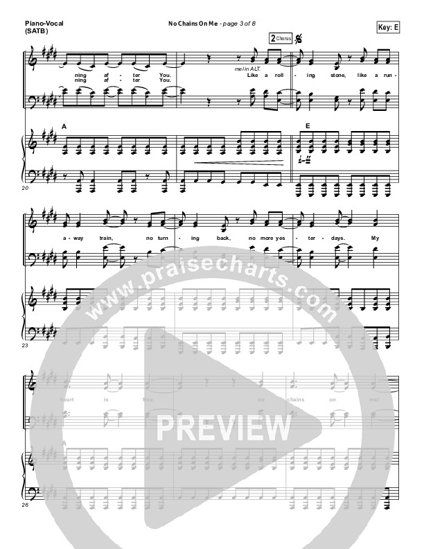 No Chains On Me Piano/Vocal (SATB) (Chris Tomlin)