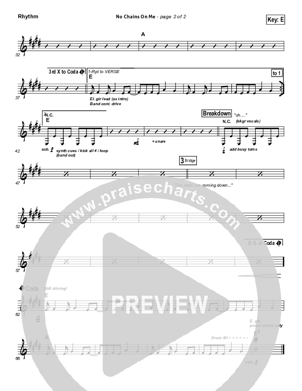 No Chains On Me Rhythm Chart (Chris Tomlin)