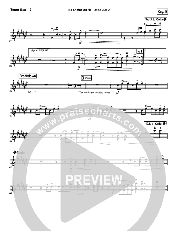 No Chains On Me Tenor Sax 1/2 (Chris Tomlin)