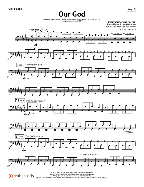 Our God Cello/Bass (Chris Tomlin)