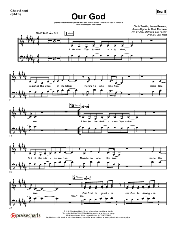 Our God Choir Sheet (SATB) (Chris Tomlin)