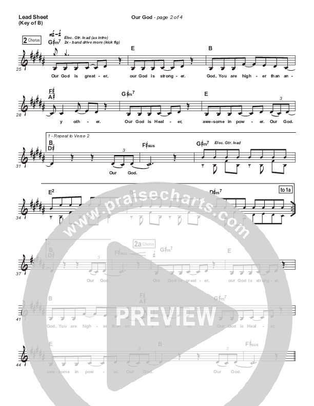 Our God Lead Sheet (Melody) (Chris Tomlin)