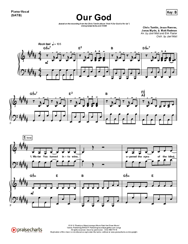 Our God Piano/Vocal (SATB) (Chris Tomlin)