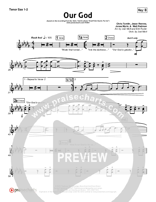 Our God Tenor Sax 1/2 (Chris Tomlin)